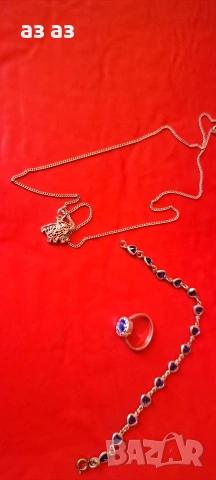 Сребърни бижута-колие,гривна,пръстен , снимка 5 - Колиета, медальони, синджири - 53602121
