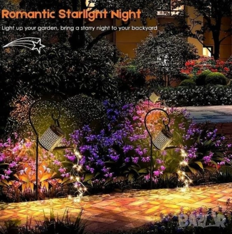 Декоративна соларна лампа със светлинни спринклери – ефект „водопад“, 60 LED, топла бяла светлина, снимка 4 - Други стоки за дома - 52097961