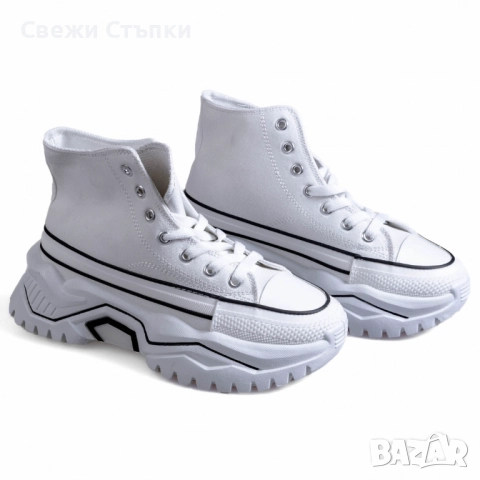 Леки и удобни дамски високи кецове, изработени изцяло от текстил, снимка 1