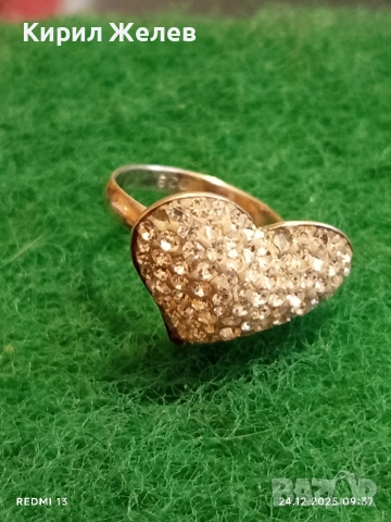 Сребърен пръстен с кристално сърце ❤️ Swarovski стил и елегантност 37676 , снимка 2 - Пръстени - 52889710