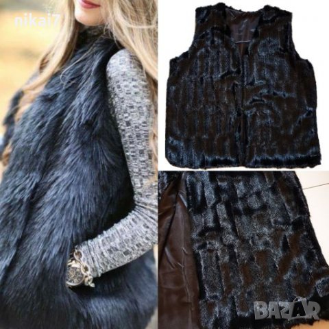 XXXL дамски елек от здрав еко косъм закочаване с клипси 