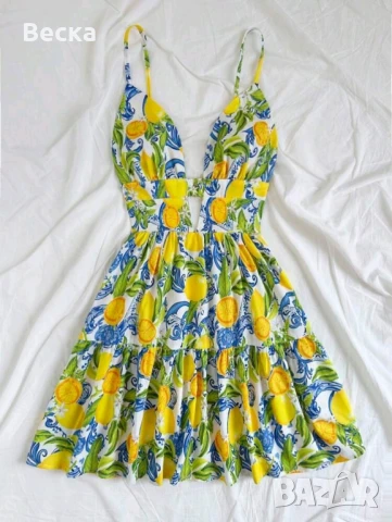Лятна рокля с лимони и флорален принт 🌿🍋, снимка 3 - Рокли - 51149795