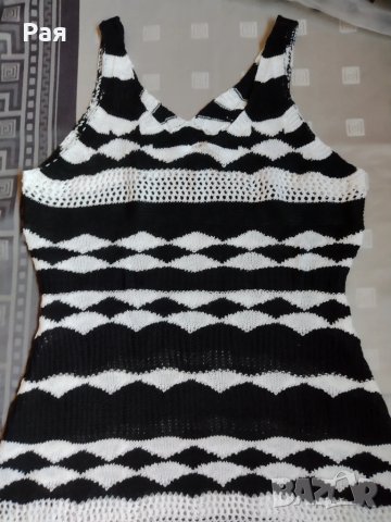 Плетена черно бяла рокля, снимка 9 - Рокли - 50658094