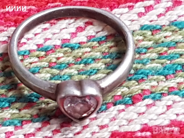 Сребърен пръстен с камък сърце, снимка 3 - Пръстени - 52813116