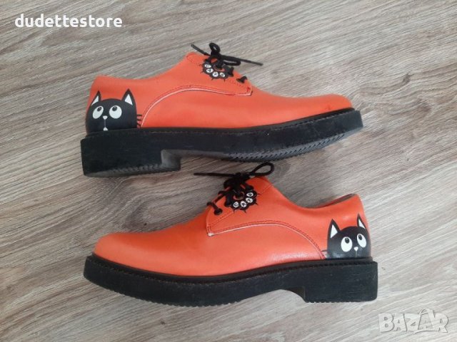 Дамски обувки с котенца оранжеви ежедневни, снимка 6 - Дамски ежедневни обувки - 38416782