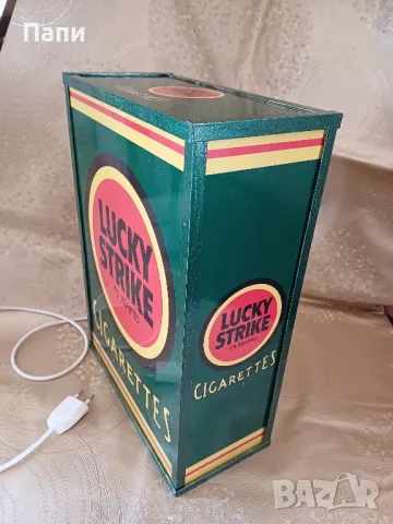 Ретро светеща рекламна кутия "Lucky strike", снимка 2 - Антикварни и старинни предмети - 49823063