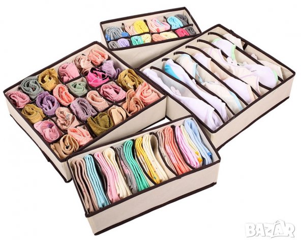 Комплект от 4 броя текстилни органайзери за бельо, сутиени, чорапи - код 1751, снимка 2 - Други - 26312794