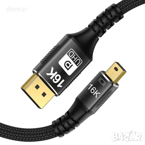 Кабел Mini DisplayPort към DisplayPort 2.1, DP 16K, двупосочно предаване(Mini DP към DP2.1 16K-3M), снимка 2 - Кабели и адаптери - 49545386