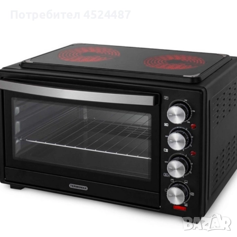 Компактна печка Termomax – фурна + два керамични котлона в едно, снимка 3 - Печки, фурни - 52490022