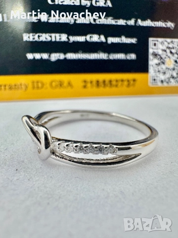 Сребърен пръстен с мойсанит (Диамант) 0.5 карата, снимка 8 - Пръстени - 51458922