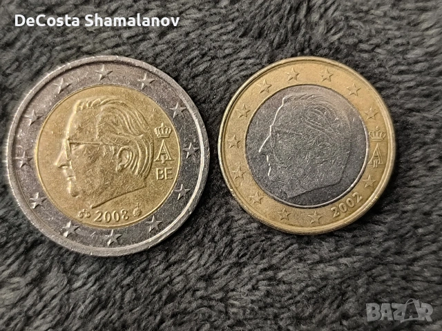 Монети 1 и 2 евро Белгия