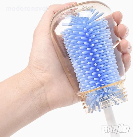 Комплект 2 броя силиконови четки за бебешки шишета и 1 брой метална, снимка 6 - Хигиенни препарати - 43092654