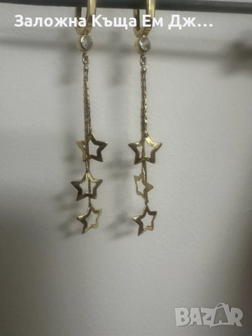 Висящи златни обеци 3.93гр. 14к., снимка 2 - Обеци - 51842784