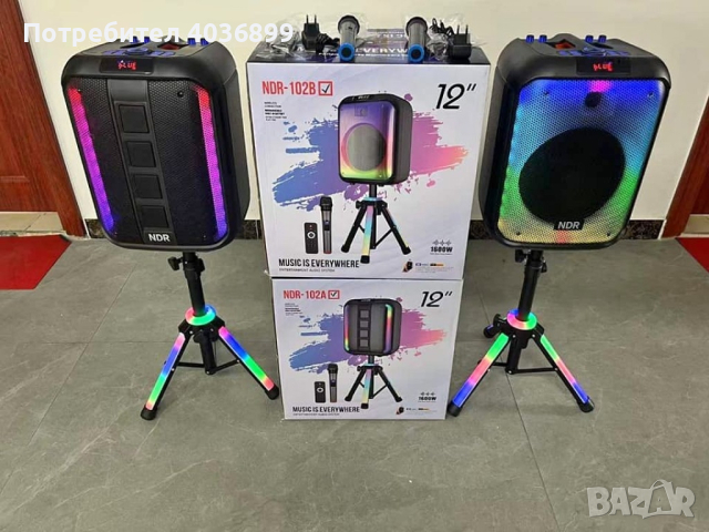 Bluetooh Karaoke Speaker NDR 102B - Красив LED високоговорител със 7 режима; 2 години гаранция, снимка 7 - Караоке - 44854339