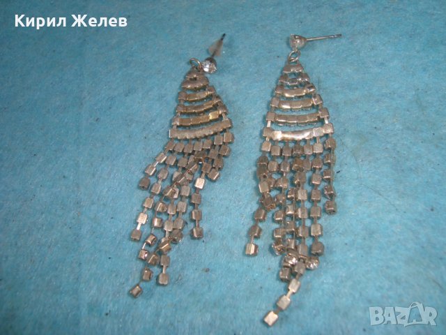 ПОСРЕБРЕНИ НЕЖНИ ОБЕЦИ ИНКРУСТИРАНИ с ФАСЕТ-КРИСТАЛИ 17697, снимка 3 - Обеци - 35232209