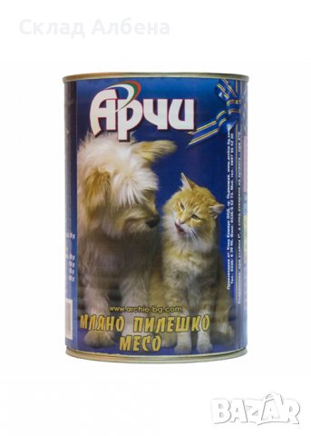 Консерва Арчи за куче и коте – пилешко месо, 1100г, снимка 1 - За котки - 37175239
