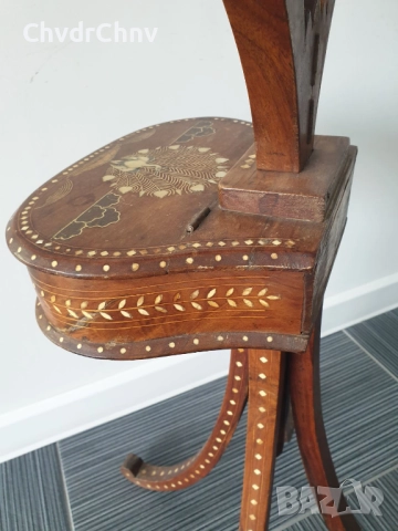 Стара индийска дървена тоалетка-кутия с огледало/инкрустации от слонова кост/113см, снимка 8 - Антикварни и старинни предмети - 51431921