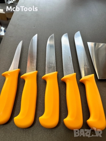 Комплект професионални немски месарски ножове 5 броя със сатър и масат, снимка 6 - Други инструменти - 52858120