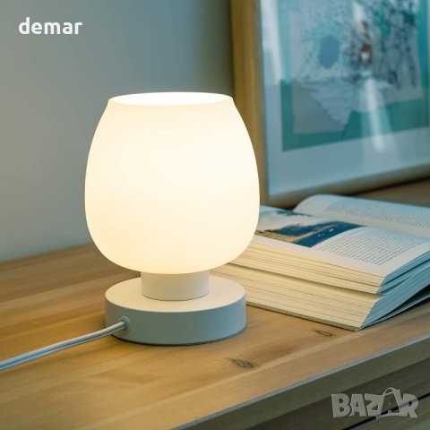 ONEWISH Нощна LED лампа с абажур от бяло опалово стъкло, снимка 4 - Лед осветление - 44071655