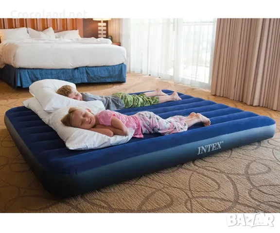 Надуваем матрак Intex Classic Downy, 152 х 203 х 25 см, PVC, за къмпинг и домашна употреба, снимка 3 - Надуваеми легла - 50087986