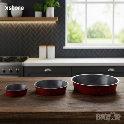 Премиум кръгла тава с мраморно покритие – идеална за сладкиши и печени ястия, снимка 2 - Съдове за готвене - 52687847