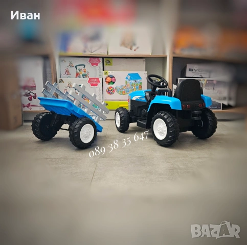 ТОП ЦЕНА!НОВО!Акумулаторен трактор с ремарке Dallas BLUE с 12V батерия, снимка 6 - Детски велосипеди, триколки и коли - 51687040