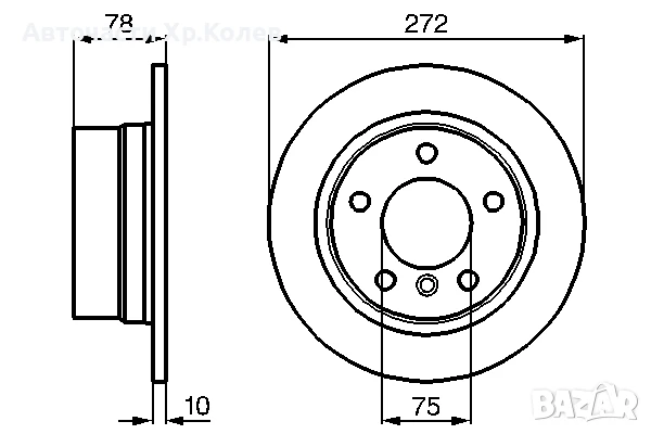 Диск спирачен заден дeсен/ляв за BMW 3(E36)1.6-2.5 01.94-08.00г. № B2501P, снимка 3 - Части - 50582093