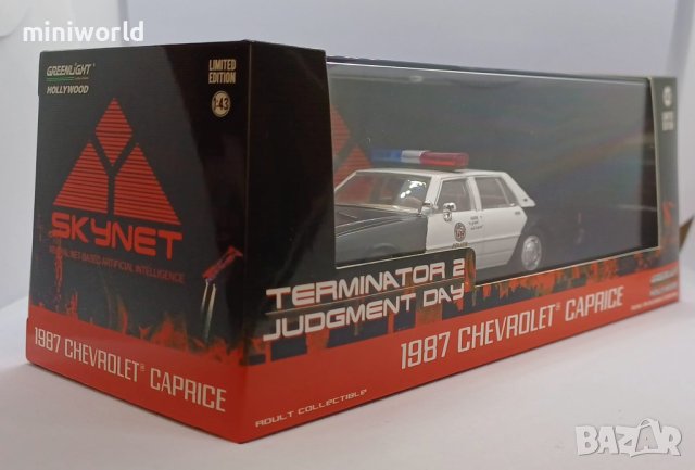 Chevrolet Caprice Metropoliten Police 1987 от филма Терминатор-2 - мащаб 1:43 Greenlight нов в кутия, снимка 12 - Колекции - 44065425