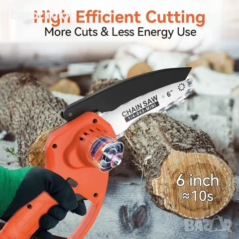 Мини моторен трион Bravolu 21V 6 инча акумулаторен верижен трион, снимка 3 - Градинска техника - 50087705