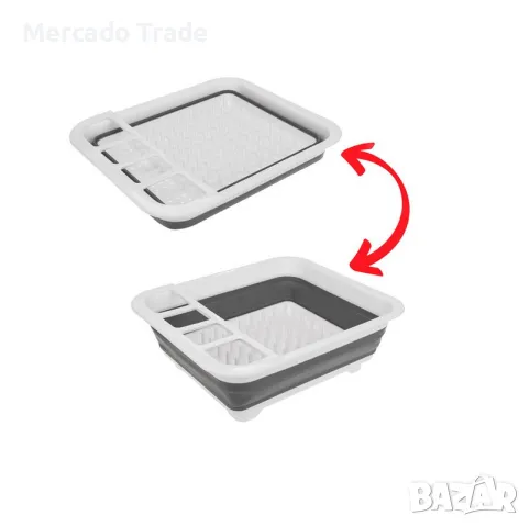 Пластмасов сгъваем сушилник за съдове  Mercado Trade, Бял - Сив