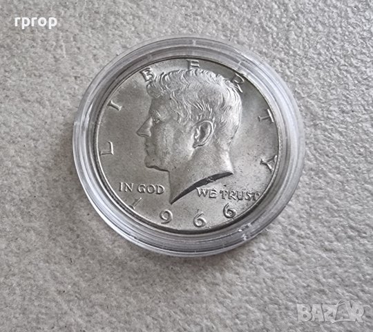 Оригинална монета. САЩ. Сребро. Половин Американски долар .1966 год. С образът на Кенеди., снимка 4 - Нумизматика и бонистика - 39774777