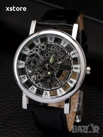 Изискан прозрачен мъжки ръчен часовник с кварцов механизъм и к. каишка, снимка 12 - Мъжки - 52793849