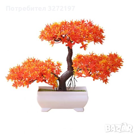 Декоративен изкуствен бонсай в саксия,Оранжев цвят, снимка 3 - Стайни растения - 43337079
