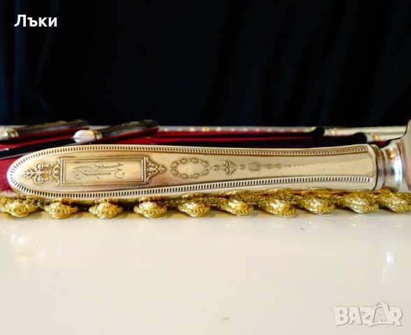 Английски посребрен нож орнаменти,маркиран. , снимка 2 - Антикварни и старинни предмети - 26539230
