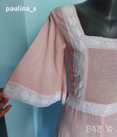 Винтидж кенарена рокля с дантела / Англия , снимка 3 - Рокли - 33306899