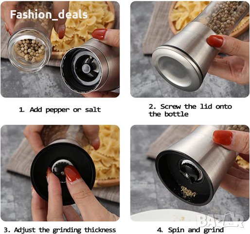 Нов Комплект мелничка за подправки сол / пипер с голям капацитет за кухня, снимка 6 - Други - 38308987
