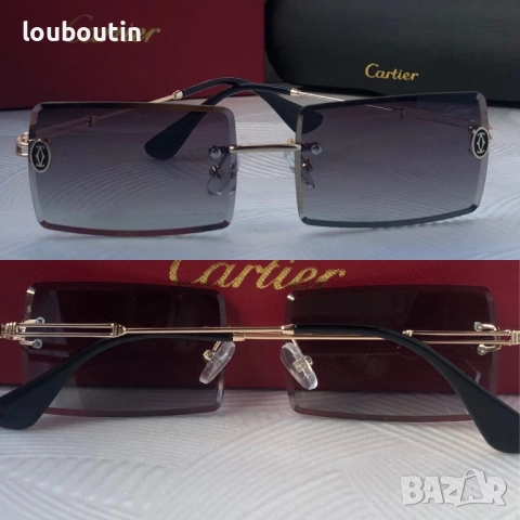 Cartier Мъжки слънчеви очила правоъгълни 3 цвята черни кафяви сини, снимка 5 - Слънчеви и диоптрични очила - 51739091