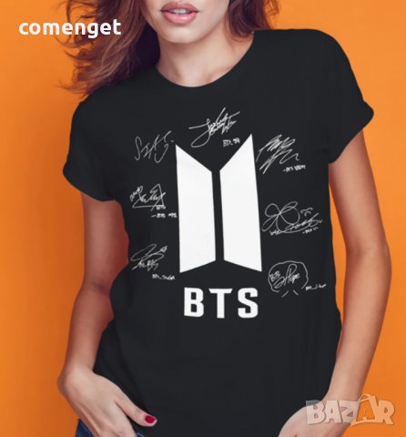 Детски и Дамски тениски с автографи BTS SIGNATURES /  K-POP! Или с твоя идея!