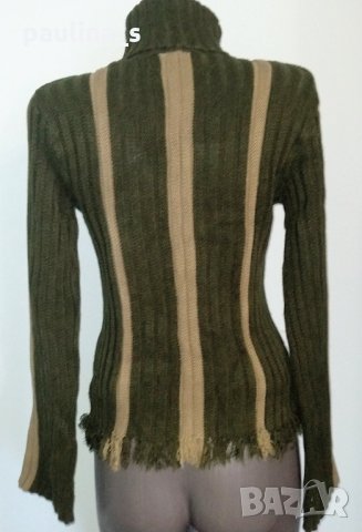 Пуловер в раейта с поло яка / зелен / голям размер , снимка 4 - Блузи с дълъг ръкав и пуловери - 27424616