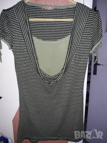 Дамска блуза къс ръкав с платка отпред