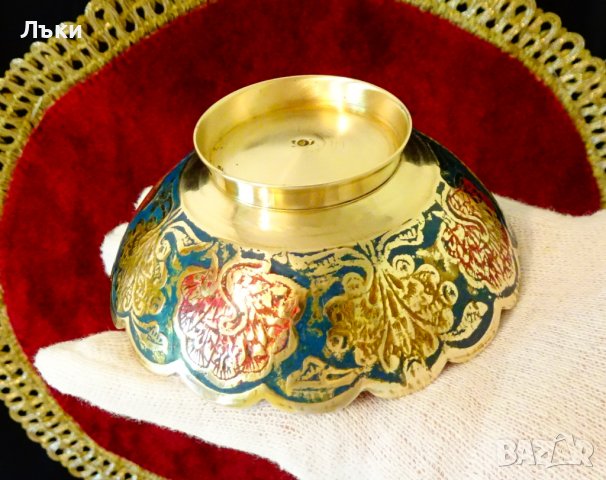 Бронзова купичка за ядки,паун,клетъчен емайл. , снимка 6 - Антикварни и старинни предмети - 37925130