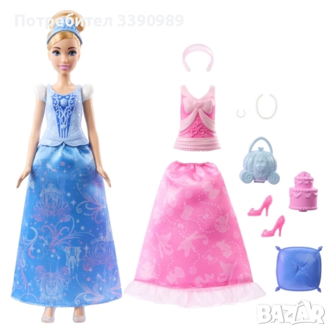 Кукла Пепеляшка 2 в 1 Disney princess с две рокли и аксесоари , снимка 16 - Кукли - 51943116