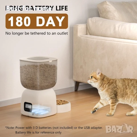  Комплект от автоматична хранилка за котки и  чешма  PUPPY KITTY с гласови команди , снимка 3 - За котки - 50562142