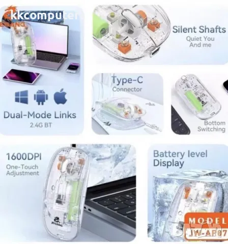 Wireless Мишка JW-AP07 2.4G / Прозрачен / Баркод : 2403544, снимка 2 - Клавиатури и мишки - 47784590