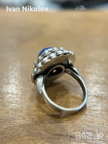 Сребърен пръстен Лапис лазули, снимка 5 - Пръстени - 50635201