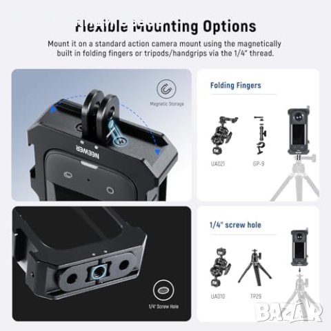 Нова Клетка за екшън камера NEEWER съвместима с Insta360 X3, снимка 8 - Чанти, стативи, аксесоари - 43069295