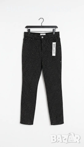 Черни лъскави елегантни дънки, снимка 2 - Дънки - 53329165