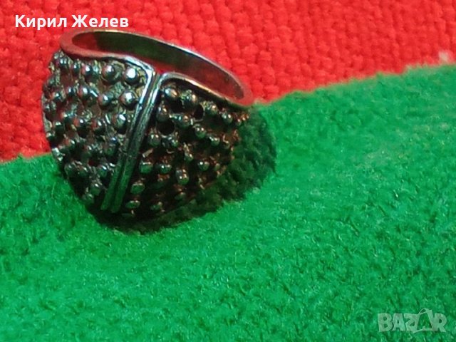 СТАРИНЕН СРЕБЪРЕН ПРЪСТЕН ВИСОКА ПРОБА ОКСИДИРАНО СРЕБРО ГРАНУЛАЦИЯ МАЙСТОРСКИ ВИНТИДЖ 24666, снимка 8 - Антикварни и старинни предмети - 34628458