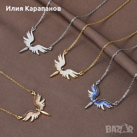 Нежно дамско колие с висулка феникс с камъни, снимка 1