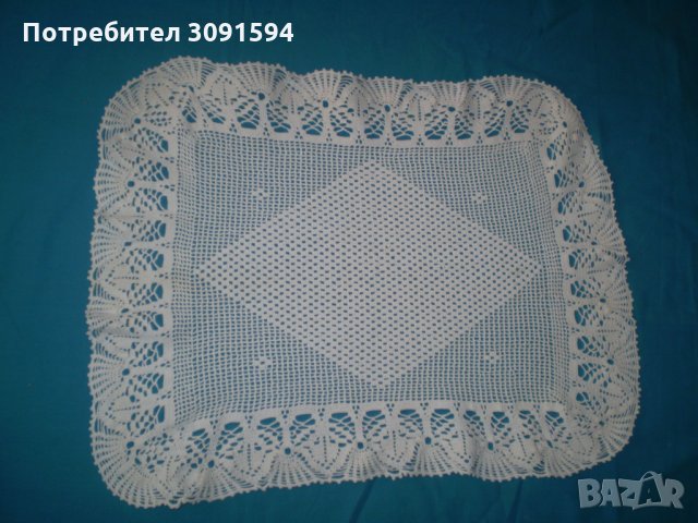 Ретро плетена на една кука покривка - тишлайфир, снимка 4 - Антикварни и старинни предмети - 35478817